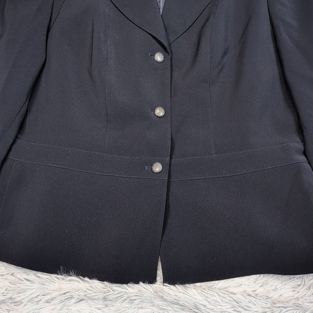 Le Suit Jacket Womens 16 Blue Blazer Button Up Preppy Career Comfort Soft - Picture 8 of 10